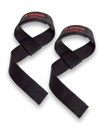 Harbinger Padded Cotton Lift Straps, Black - Soft, Supportive Neotek Wrist Pads - 21.5" Length, 1.5" Width - Reinforced Edges & Heavy-duty Stitching - Cushions Wrists for Lifting Support